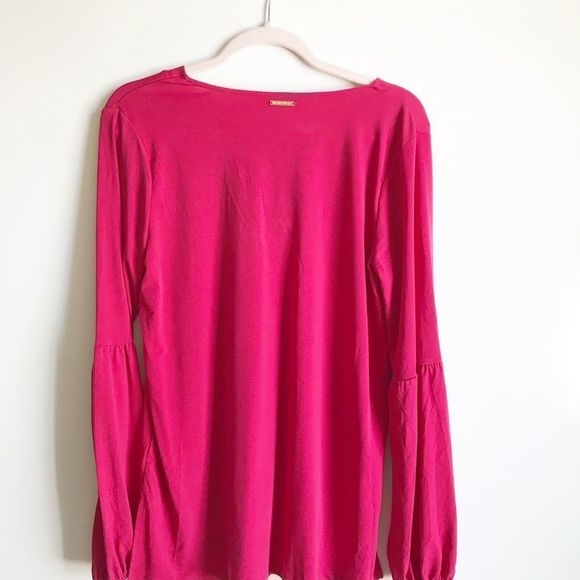 MICHAEL Michael Kors Raspberry Gold Grommet Lace Up‎ Top Blouse S/M - Picture 9 of 12